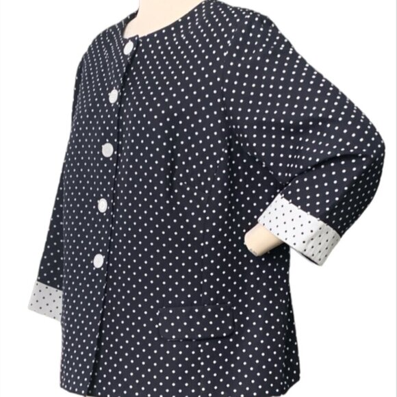 VTG Jessica Howard Woman Polka Dot Button Down Jacket Sz 18 Black & White #98B - Picture 4 of 7